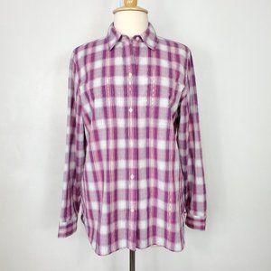 Madewell Plaid 100% Cotton Preppy Long Sleeve Button Up Top Shirt Size L
